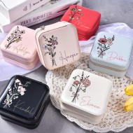 Personalized Travel Jewelry Box, Small Square Earring Organizer, Bridesmaid Gifts Box for Sister, Friend SisHandBag