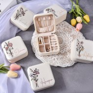 Personalized Travel Jewelry Box, Small Square Earring Organizer, Bridesmaid Gifts Box for Sister, Friend SisHandBag