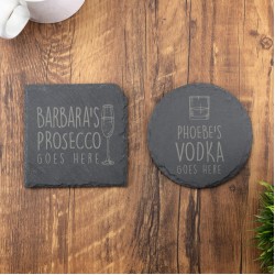 Slate Coaster, Personalised Your Drink Here, Tea Coffee Gin Beer Wine Whisky Laser Engraved Gift, Wedding, Birthday, Anniversary, Christmas LaserChimp