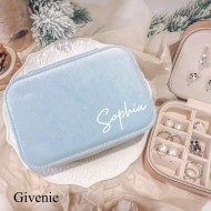 Personalised Velvet Jewelry Box, Name Jewelry Case, Travel Jewellery Box, Bridesmaid gift, Wedding Bridesmaid, Birthday Gift,Valentine gift Givenie