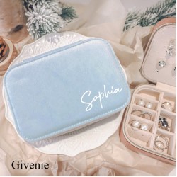 Personalised Velvet Jewelry Box, Name Jewelry Case, Travel Jewellery Box, Bridesmaid gift, Wedding Bridesmaid, Birthday Gift,Valentine gift Givenie